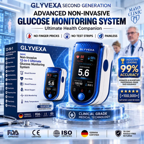 🩺 GLYVEXA™ T7 Non-Invasive Glucose & Health Monitor | 🩸 No Finger Pricks Blood Sugar Monitoring Device | ✅ ADA Licensed Product